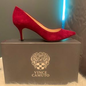 Vince Camuto Red Suede Savilla Pumps 3.75” BRAND NEW